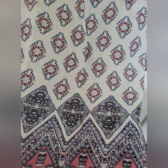 Arizona Jean Co Bohemian Rayon White Mauve Blue Cold Shoulder Blouse Size Large - Picture 8 of 14